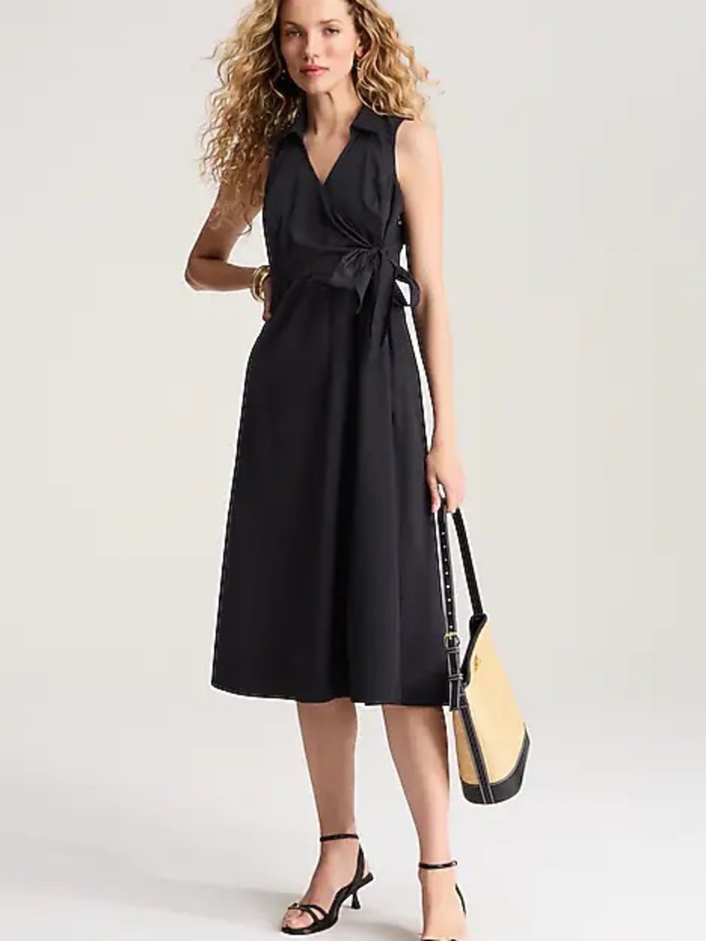 J. Jill Tie-Waist Wrap Dress Black Small